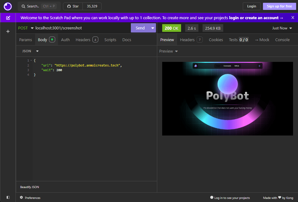 Dashboard PolyBot